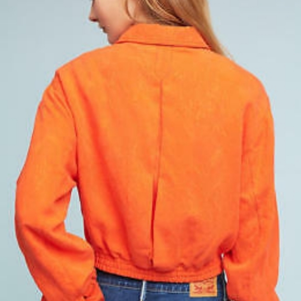 ANTHROPOLOGIE Cartonnier  Jacquard Eisenhower Jacket Size XXS Orange - Picture 3 of 12